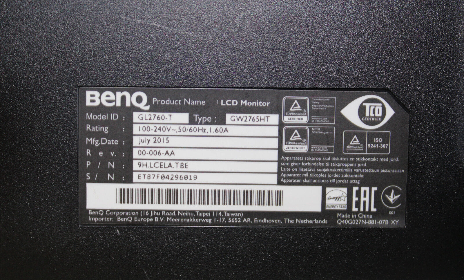 Refurbished BenQ GW2765 LCD Monitor